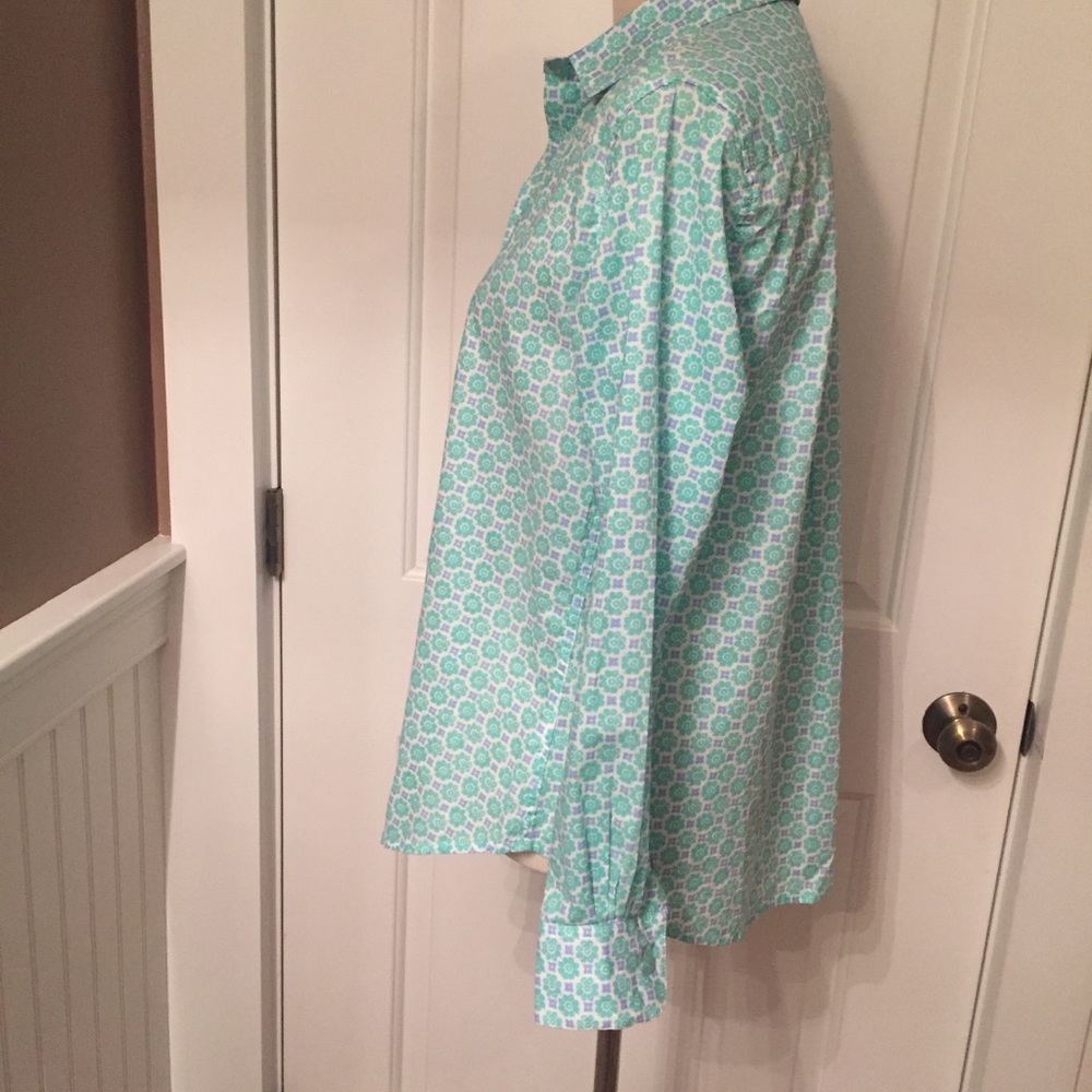 CAPE MADRAS TOP BUTTON DOWN WHITE BLUE PREPPY PRINT SIZE MEDIUM - Picture 2 of 7
